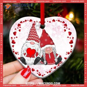 gnome couple lover merry christmas heart ceramic ornament gnome christmas ornaments 0