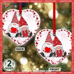 gnome couple lover merry christmas heart ceramic ornament gnome christmas ornaments 1
