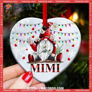 Gnome Couple Lover Merry Christmas Heart Ceramic Ornament, Gnome Christmas Ornaments