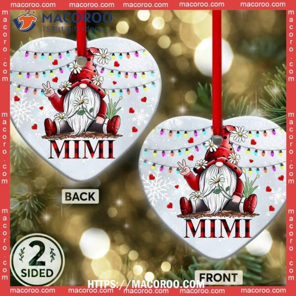 Gnome Family Mimi Style Heart Ceramic Ornament, Gnome Christmas Ornaments