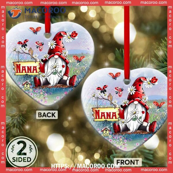 Gnome Family Nana So Lovely Heart Ceramic Ornament, Gnome Ornaments Diy