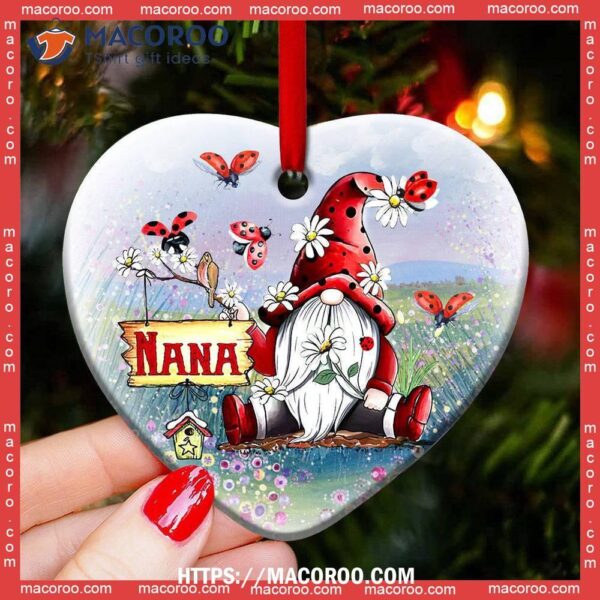 Gnome Family Nana So Lovely Heart Ceramic Ornament, Gnome Ornaments Diy