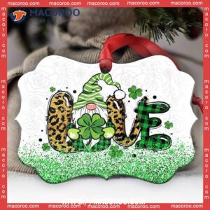Gnome Patrick’s Day With Clover Love Metal Ornament, Gnome Christmas Tree Decorations