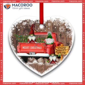 gnome red truck christmas heart ceramic ornament diy gnome ornaments 0