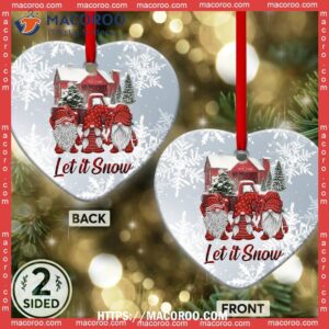 gnome red truck let it snow christmas heart ceramic ornament gnome christmas decor 0