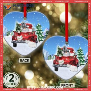 gnome red truck snow heart ceramic ornament gnome christmas tree ornaments 1