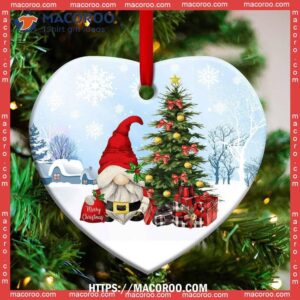 Gnome Santa Merry Christmas Heart Ceramic Ornament, Diy Gnome Ornaments