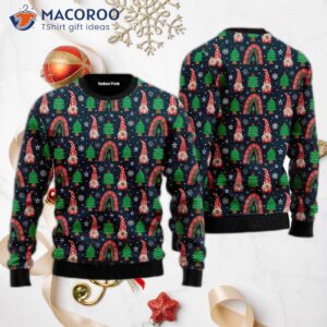 Gnomes With Boho Rainbow-patterned Ugly Christmas Sweater
