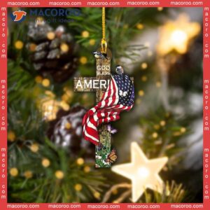 God Bless America Cross And Flag Custom-shaped Christmas Acrylic Ornament