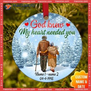 God Knew My Heart Needed You Couple’s Custom Name Christmas Ceramic Ornament