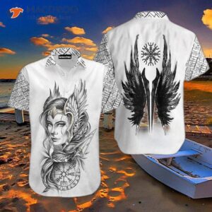 Goddess And Wings Viking White Hawaiian Shirts