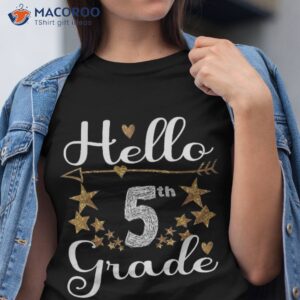 gold stars hello 5th grade squad back to school teacher tee shirt tshirt