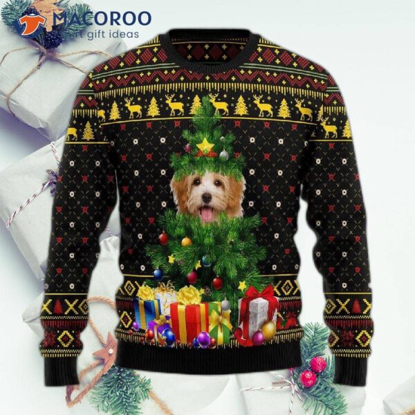 Golden Doodle Pine Ugly Christmas Sweater