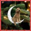 Golden Doodle Sit On The Moon Custom-shaped Christmas Acrylic Ornament