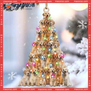 Golden Retriever Lovely Tree Custom-shaped Christmas Acrylic Ornament