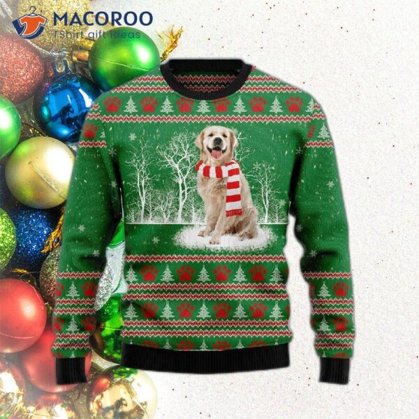 Golden Retriever Ugly Christmas Tree Sweater