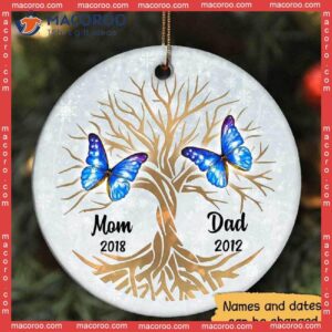 Golden Tree Butterfly Memorial Customized Name Christmas Ceramic Ornament