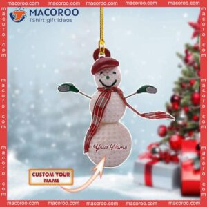 Golfer Snowman Custom-shaped Name Christmas Acrylic Ornament