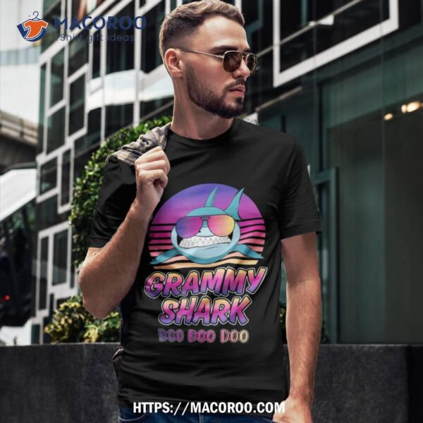 Grammy Shark Vintage Retro Sunset Graphic 2023 Shirt