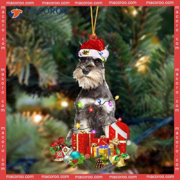 Gray Miniature Schnauzer Custom-shaped Christmas Acrylic Ornament