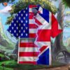 Great Britain And American Flag Prints On Hawaiian Shirts With Zippers