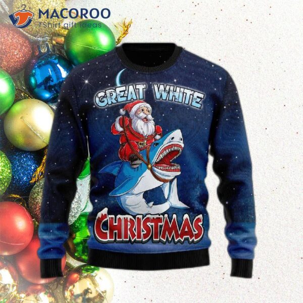 Great White Shark Ugly Christmas Sweater