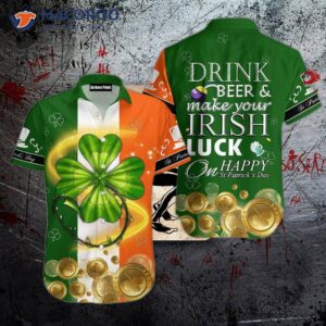 Green Clover Lucky Irish Flag St. Patrick’s Day Hawaiian Shirts