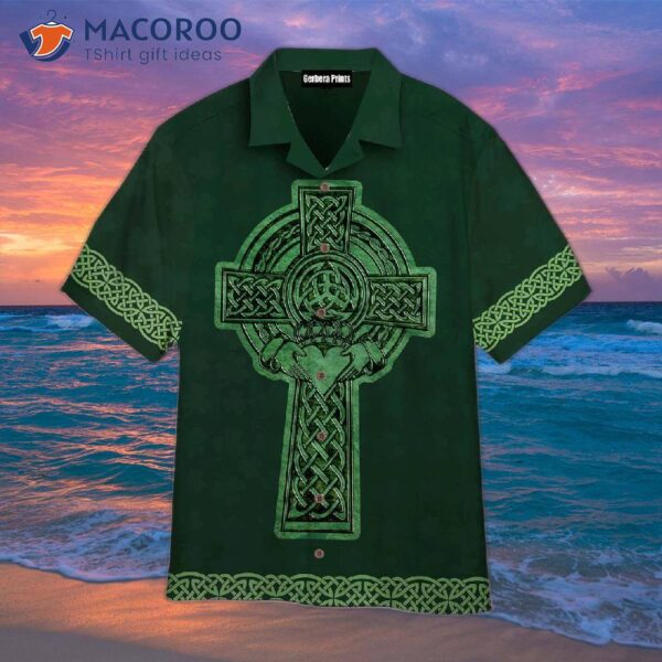 Green Irish Cross St. Patrick’s Day Hawaiian Shirts