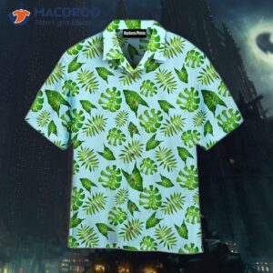 Green Leaf Pattern Hawaiian Shirts