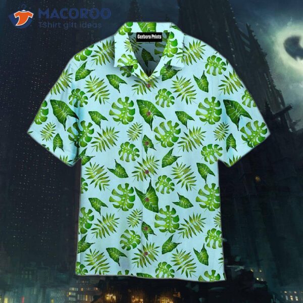 Green Leaf Pattern Hawaiian Shirts