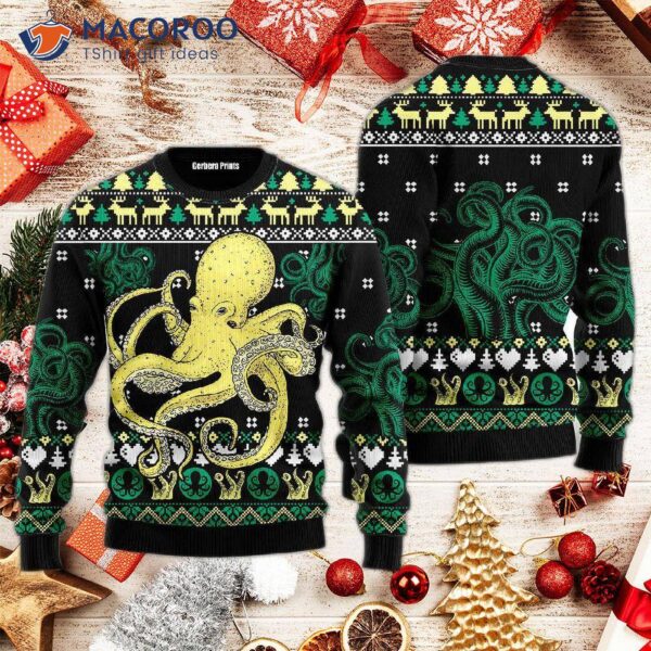 Green Octopus Ugly Christmas Sweater