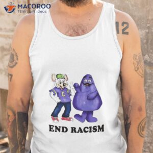 grimace and chuck e cheeses end racism shirt tank top