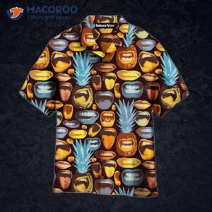 Grinning Pineapples And Funny Human Mouths Pattern Hawaiian Shirts