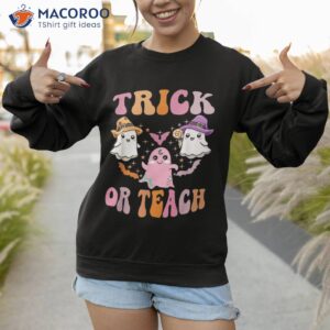 groovy cute heart ghost spooky halloween trick or teach shirt sweatshirt