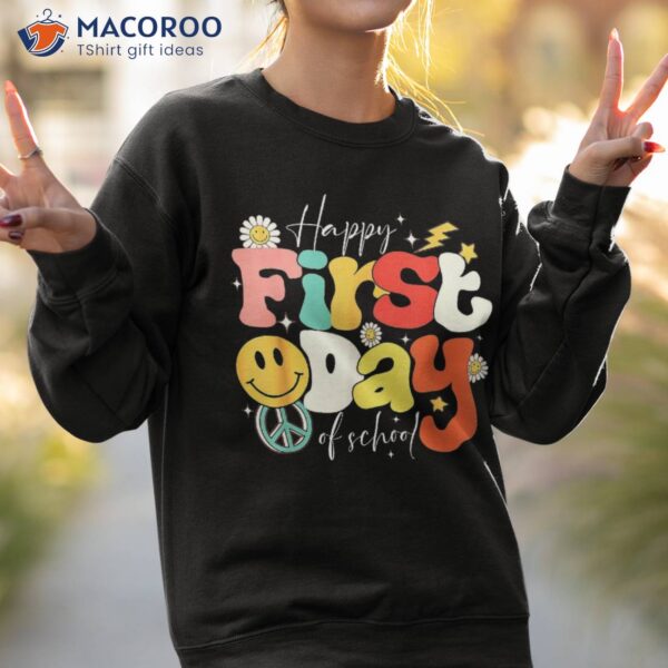 Groovy Happy First Day Of School Teacher Kids Back To Shirt