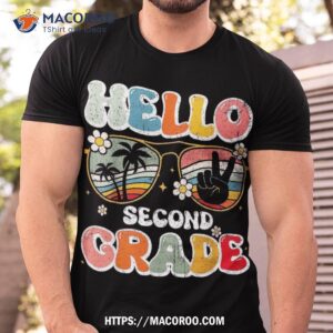 Groovy Hello Second Grade Team 2nd Back To School Kids Shirt