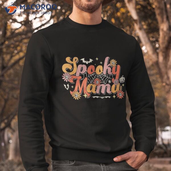 Groovy Spooky Mama Retro Halloween Ghost Witchy Mom Shirt