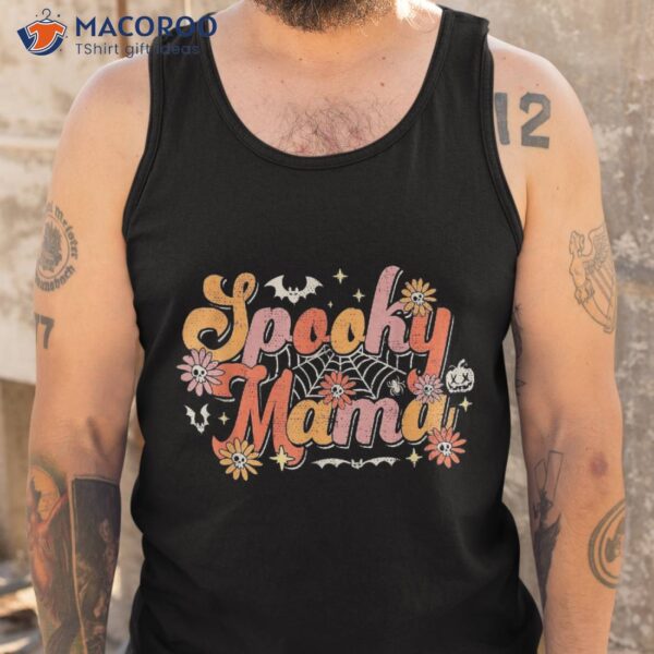 Groovy Spooky Mama Retro Halloween Ghost Witchy Mom Shirt