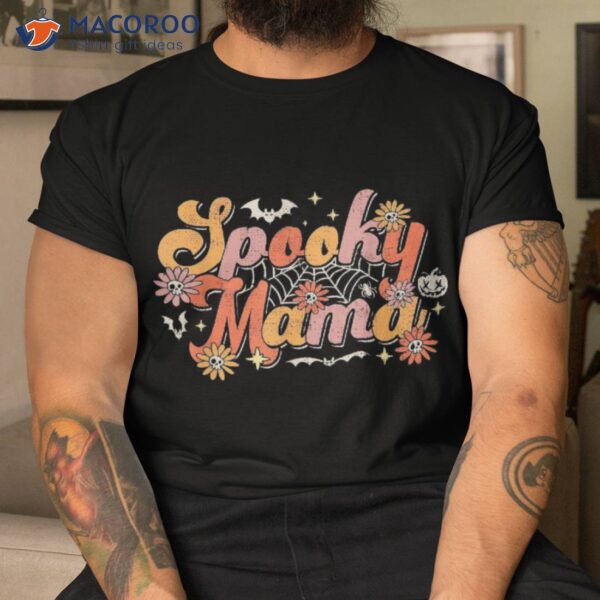 Groovy Spooky Mama Retro Halloween Ghost Witchy Mom Shirt