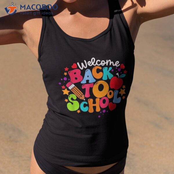 Groovy Teacher Vibes Eletary Retro Welcome Back To School Shirt