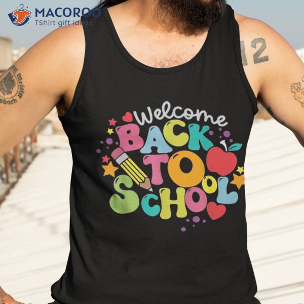 Groovy Teacher Vibes Eletary Retro Welcome Back To School Shirt