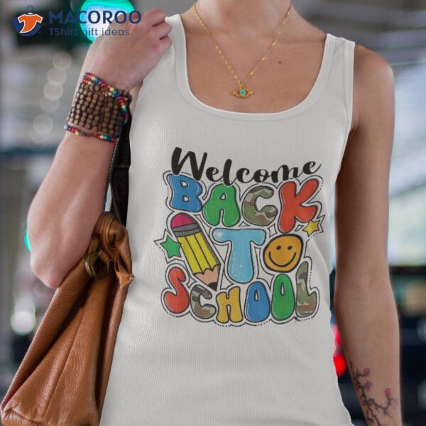 Groovy Teacher Vibes Eletary Retro Welcome Back To School Shirt