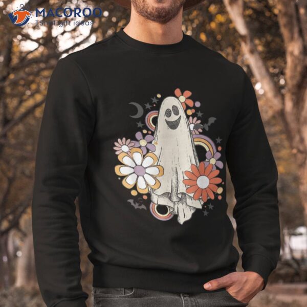 Groovy Vintage Floral Ghost Cute Halloween Spooky Season Shirt