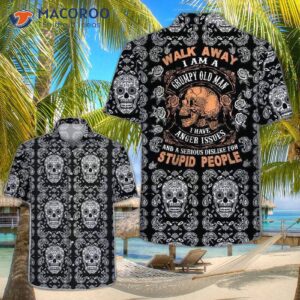 Grumpy Old Man Skull Pattern Hawaiian Shirt