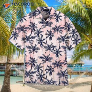 Grunge Palm Trees, Tropical Blue And White Hawaiian Shirts