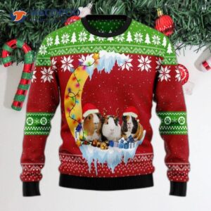 Guinea Pigs Love Moon Christmas Ugly Sweater