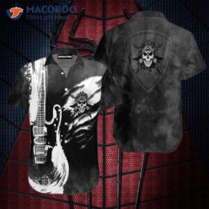 Guitar And Skull Black Hawaiian Shirts