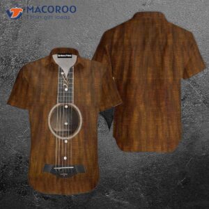 guitar pine brown hawaiian shirts 0