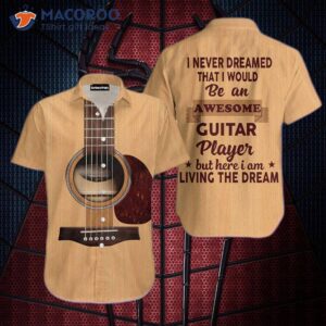 Guitar Player Living Dream Wearing Light Brown Hawaiian Shirts