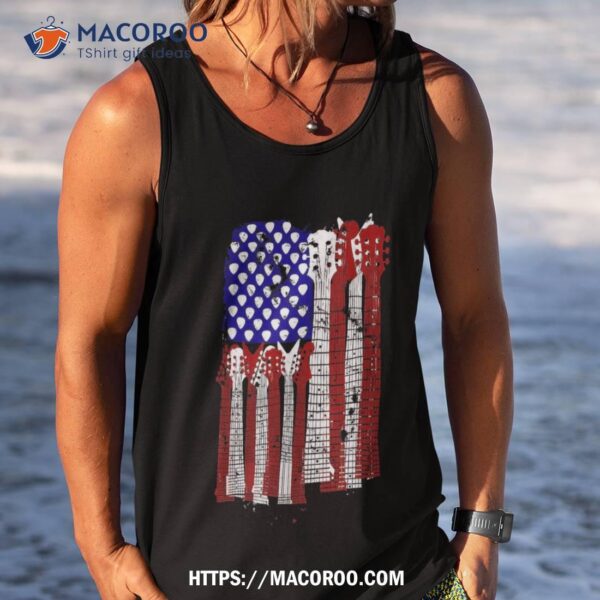 Guitar Plectrum Shirt | American Flag Band Gift